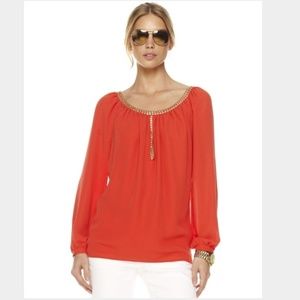 Michael Kors Keyhole Gold Studded Blouse